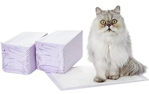 Amazon Basics Cat Pad Refills for Litter Box, Fresh Scent, Pack of 40, Purple - cat supply store