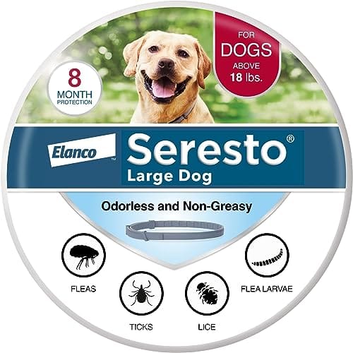 Seresto Large Dog Vet-Recommended Flea & Tick Treatment & Prevention Collar for Dogs Over 18 lbs. | 8 Months Protection