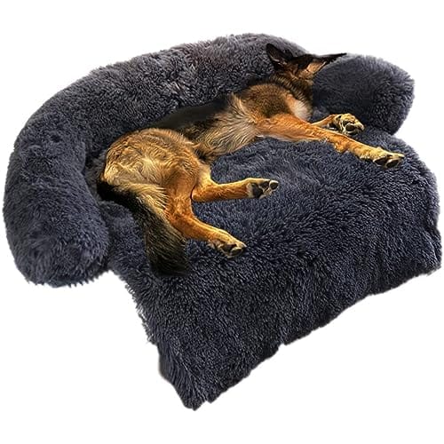 Calming Dog Bed Fluffy Plush Dog Mat for Furniture Protector with Removable Washable Cover for Large Medium Small Dogs and Cats