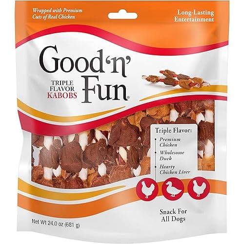 Good N Fun Triple Flavored Rawhide Kabobs for Dogs, 1.5 Pound (Pack of 1)