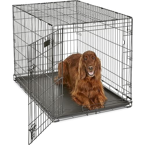 MidWest Homes for Pets Newly Enhanced Single & Double Door iCrate Dog Crate, Includes Leak-Proof Pan, Floor Protecting Feet, Divider Panel & New Patented Features - Extra Large Dogs