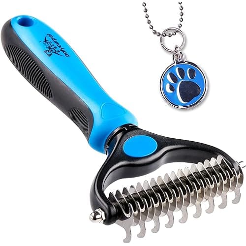 Pat Your Pet Deshedding Brush – Double-Sided Undercoat Rake for Dogs & Cats – Shedding Comb and Dematting Tool for Grooming