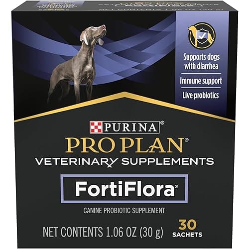 Purina Fortiflora Probiotics for Dogs, Pro Plan Veterinary Supplements Powder Probiotic Dog Supplement ,30 Count (Pack of 1)
