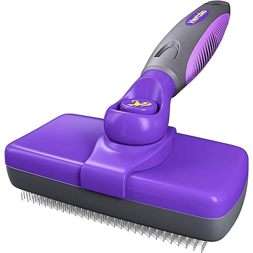 Hertzko Self-Cleaning Slicker Brush for Dogs, Cats – The Ultimate Dog Brush for Shedding Hair, Fur – Comb for Grooming Long Haired & Short Haired Dogs, Cats, Rabbits & More, Deshedding Tool, Cat Brush