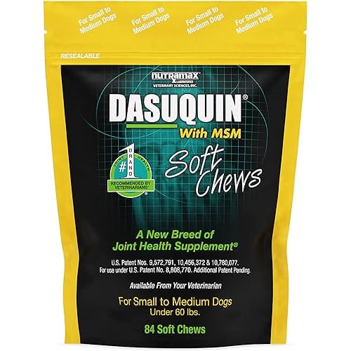 Nutramax Dasuquin with MSM Joint Health Supplement for Small to Medium Dogs – With Glucosamine, MSM, Chondroitin, ASU, Boswellia Serrata Extract, and Green Tea Extract, 84 Soft Chews