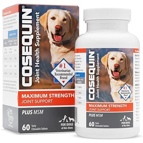 Nutramax Laboratories COSEQUIN Maximum Strength Joint Supplement Plus MSM – with Glucosamine and Chondroitin – for Dogs of All Sizes