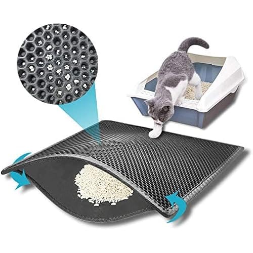 Double Layer Trapping Litter Mat Design,Waterproof Urine Proof Kitty Litter Mat,Easy Clean Scatter Control
