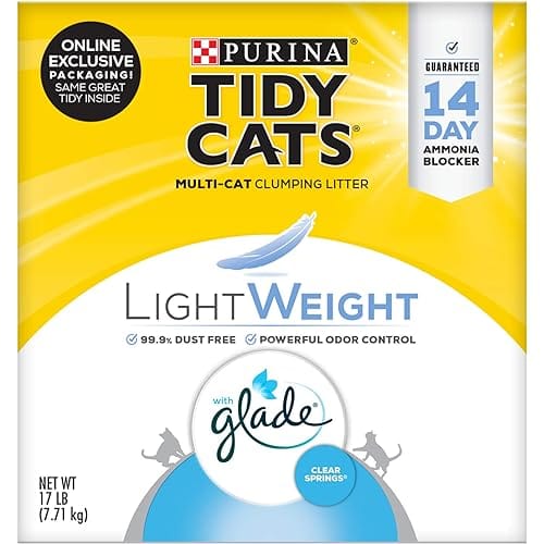 Purina Tidy Cats Low Dust, Multi Cat, Clumping Cat Litter, LightWeight Glade Clear Springs – 17 lb. Box