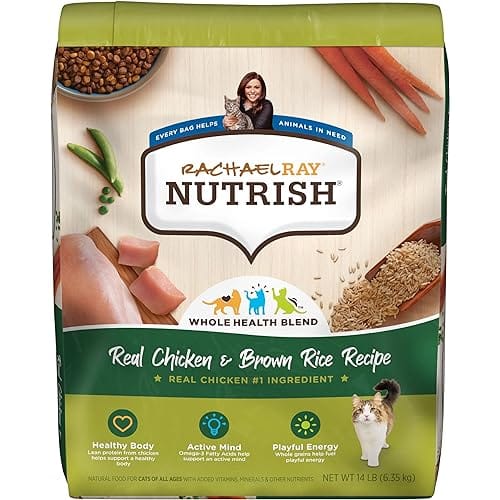 Rachael Ray Nutrish Premium Natural Dry Cat Food, Real Chicken & Brown Rice Recipe, 14 Pounds (Packaging May Vary)