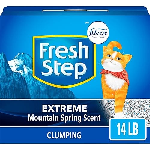 Fresh Step Clumping Cat Litter, Extreme Odor Control, Mountain Spring Scent With Febreze, 14 lbs