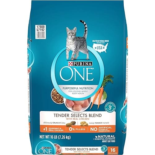 Purina ONE Natural Dry Cat Food, Tender Selects Blend With Real Chicken – 16 Lb. Bag