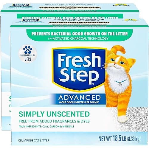 Fresh Step Clumping Cat Litter, Advanced, Simply Unscented, Extra Large, 37 Pounds total (2 Pack of 18.5lb Boxes)
$32.39 (as of September 16, 2023 08:49 GMT +03:00 – More info)Fresh Step Clumping Cat Litter, Advanced, Simply Unscented, Extra Large, 37 Pounds total (2 Pack of 18.5lb Boxes) quantity
1
Add to cart
SKU: B07ZK3NN1M|US|USD|en_US Categories: Cats, Pet Supplies
Reviews (14289)